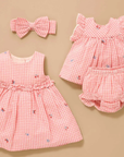purebaby organic baby bow Headband pomegranate gingham