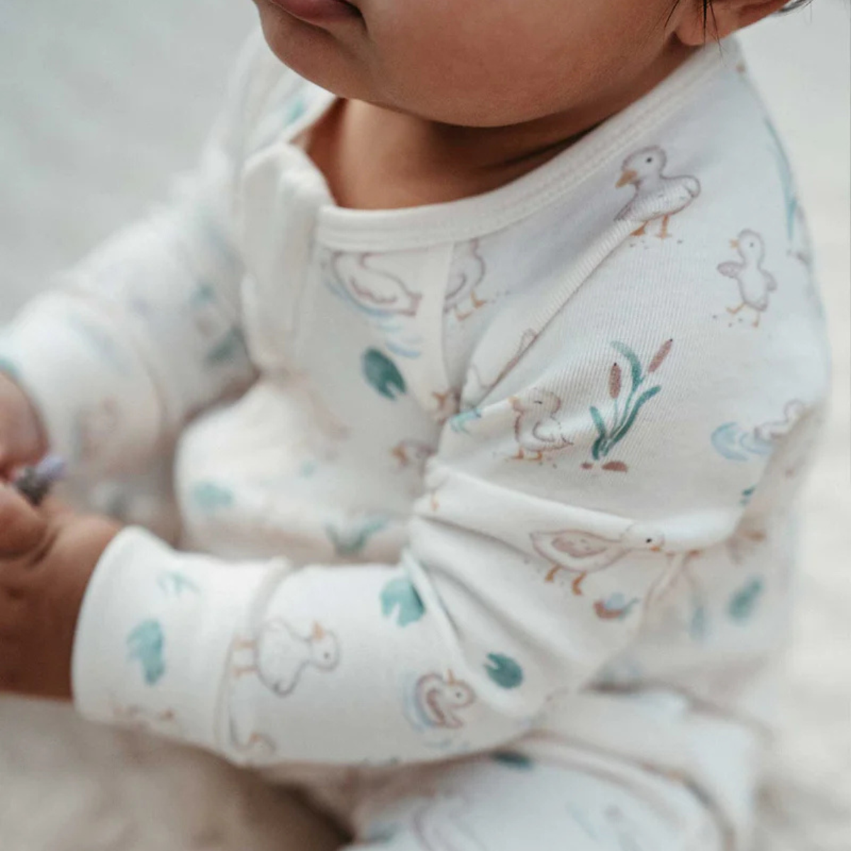 purebaby organic cotton baby growsuit romper goose