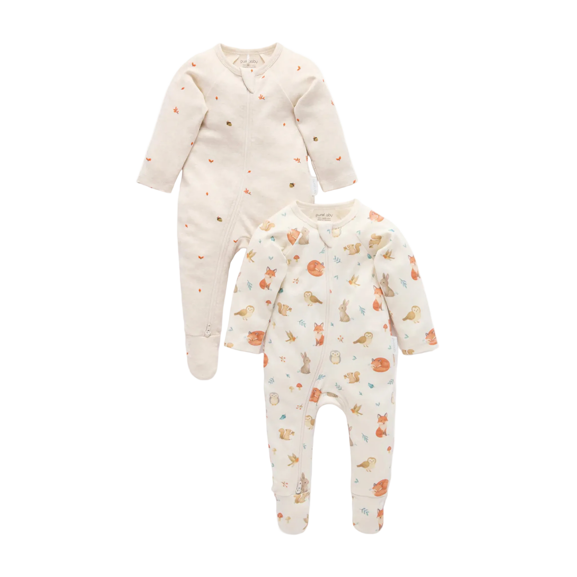 purebaby organic cotton baby clothes growsuit cloud woodlands