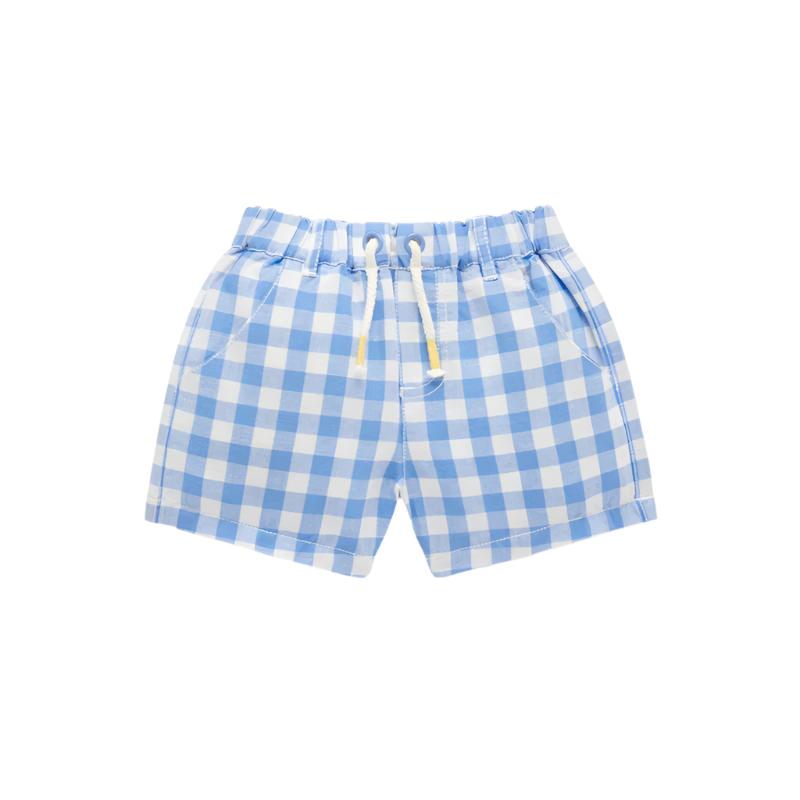 purebaby organic kids gingham shorts ocean organic cotton baby clothes