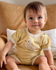 purebaby organic cotton baby clothes yellow knitted goose set
