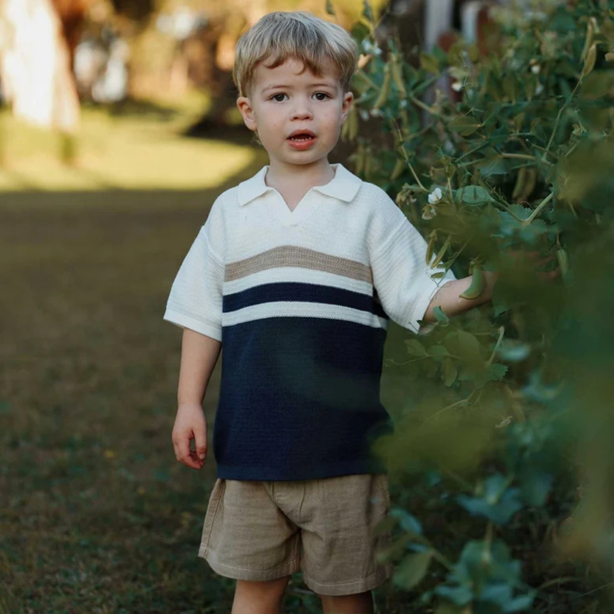 Navy Knitted Polo