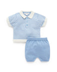 purebaby organic baby boy clothes knitted polo set carribean