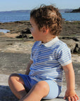 purebaby organic baby boy clothes knitted polo set carribean