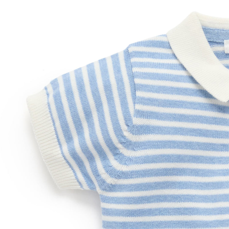 purebaby organic baby boy clothes knitted polo set carribean