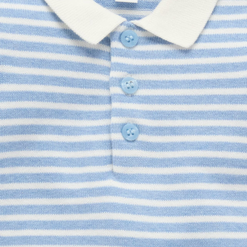purebaby organic baby boy clothes knitted polo set carribean