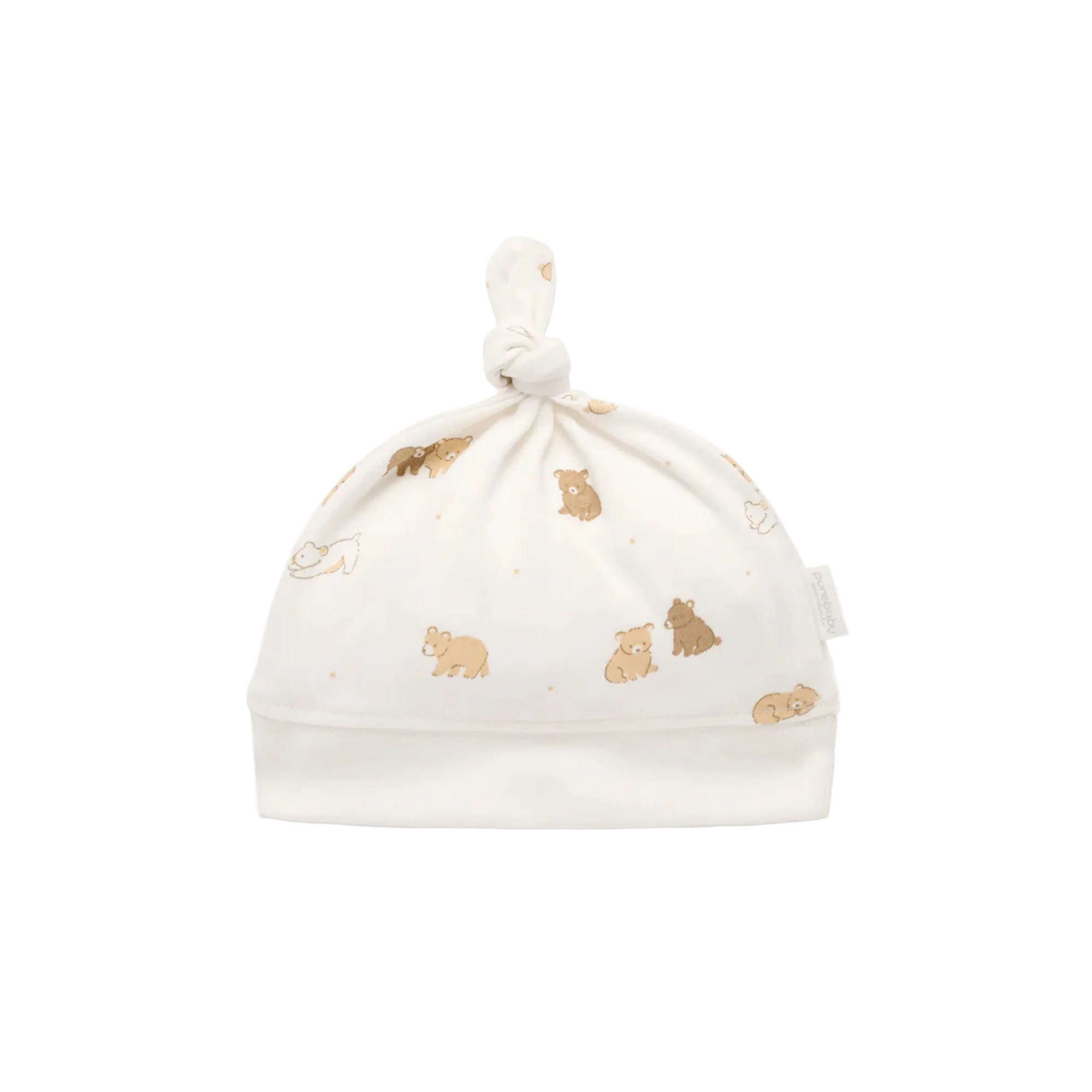 purebaby organic cotton newborn baby knot hat