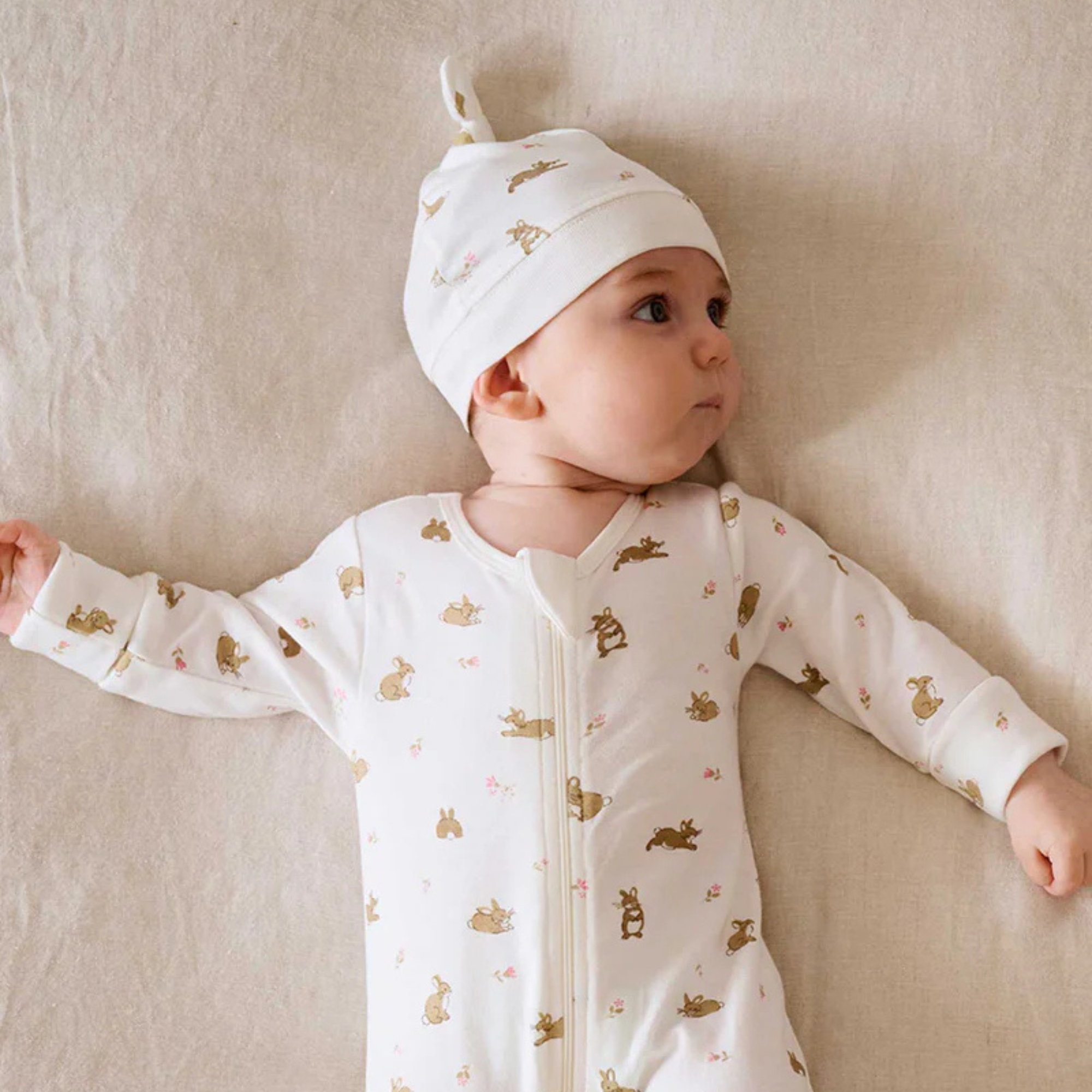 purebaby organic cotton newborn baby knot hat