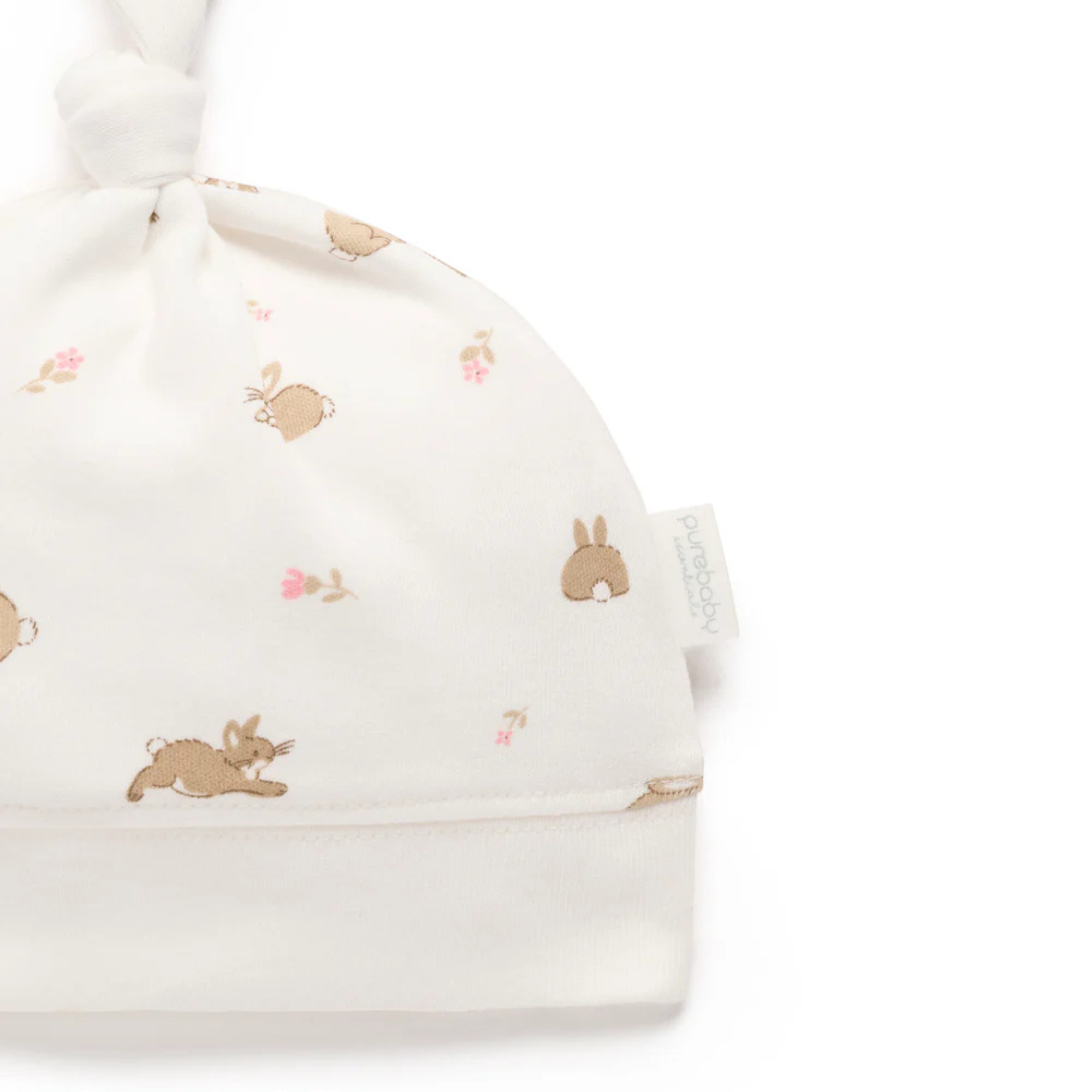 purebaby organic cotton newborn baby knot hat