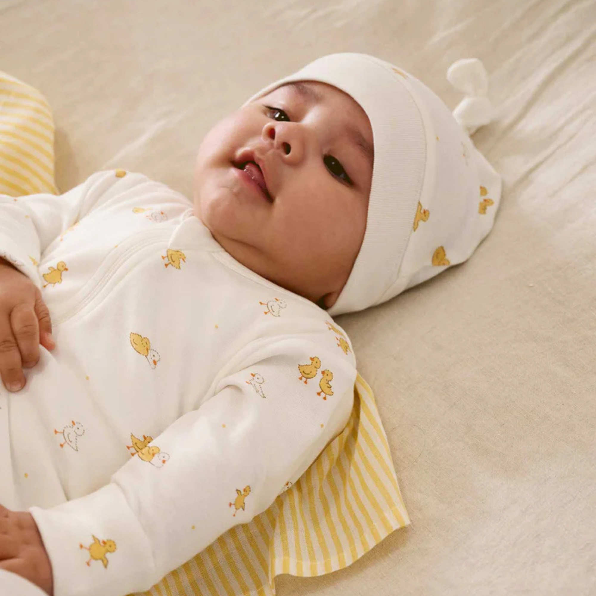 purebaby organic cotton newborn baby knot hat