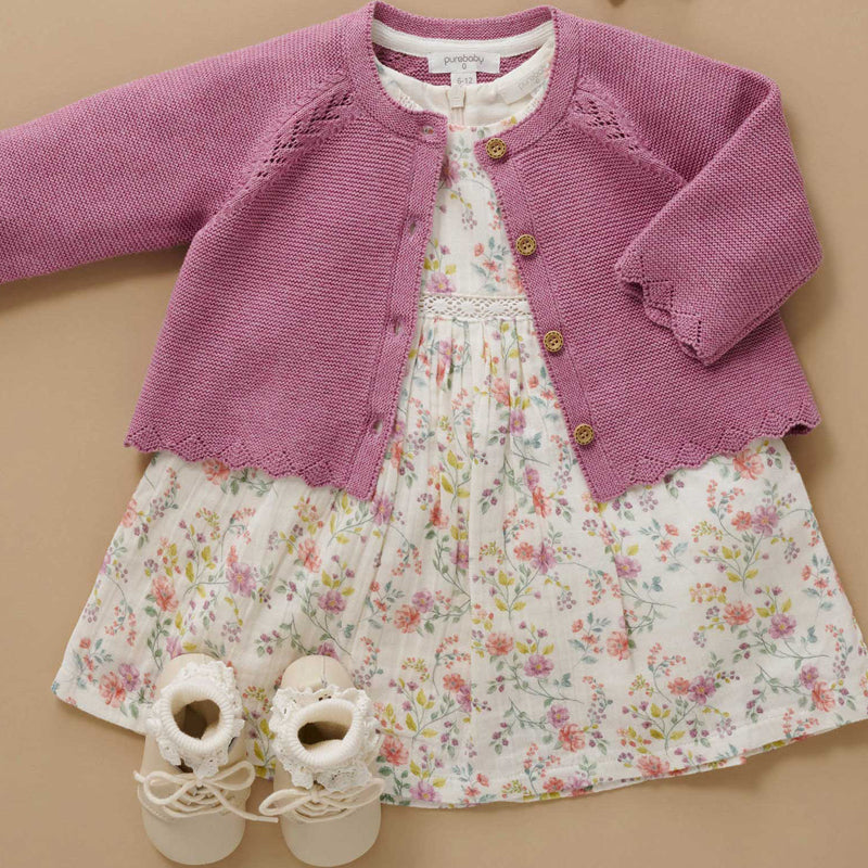 purebaby organic lavender dress baby girl