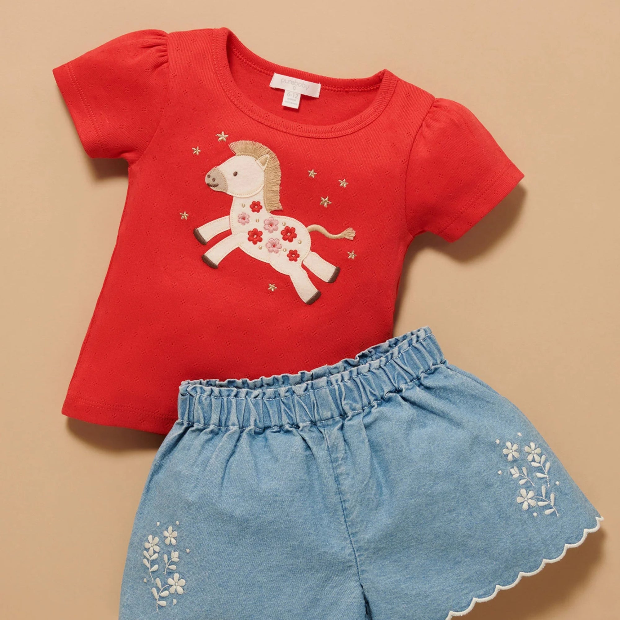 baby girl toddler red festive lunar new year top horse