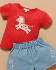 baby girl toddler red festive lunar new year top horse