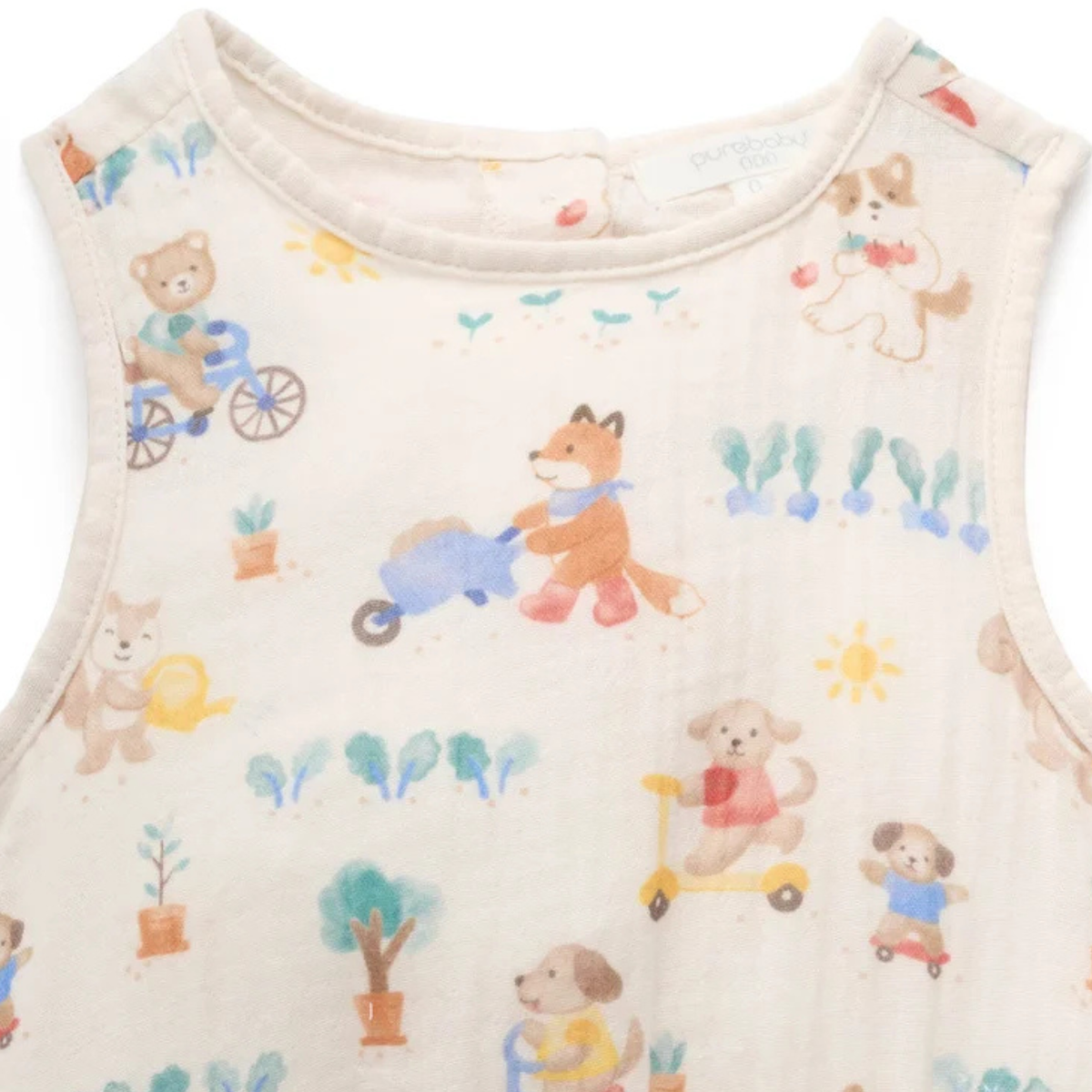 purebaby organic cotton baby romper crinkle bodysuit