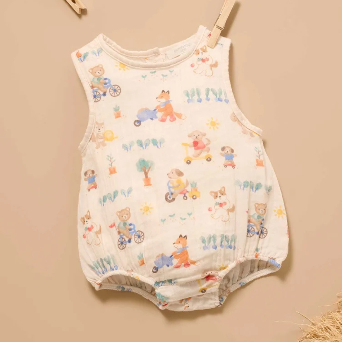 purebaby organic cotton baby romper crinkle bodysuit