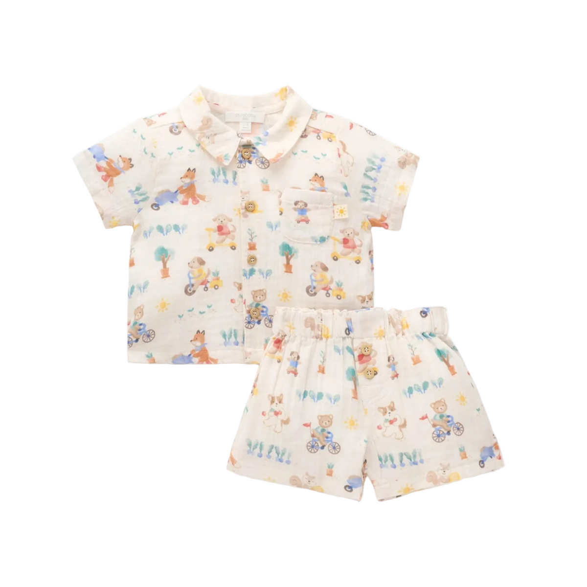 purebaby organic cotton baby kids clothes lets garden crinkle set