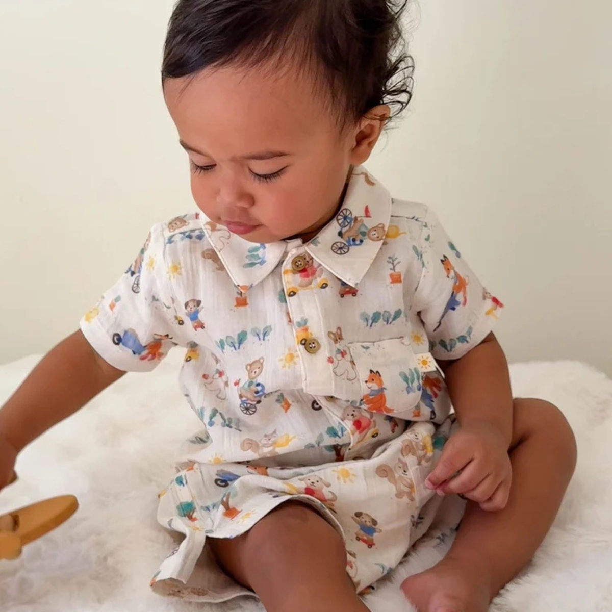 purebaby organic cotton baby kids clothes lets garden crinkle set