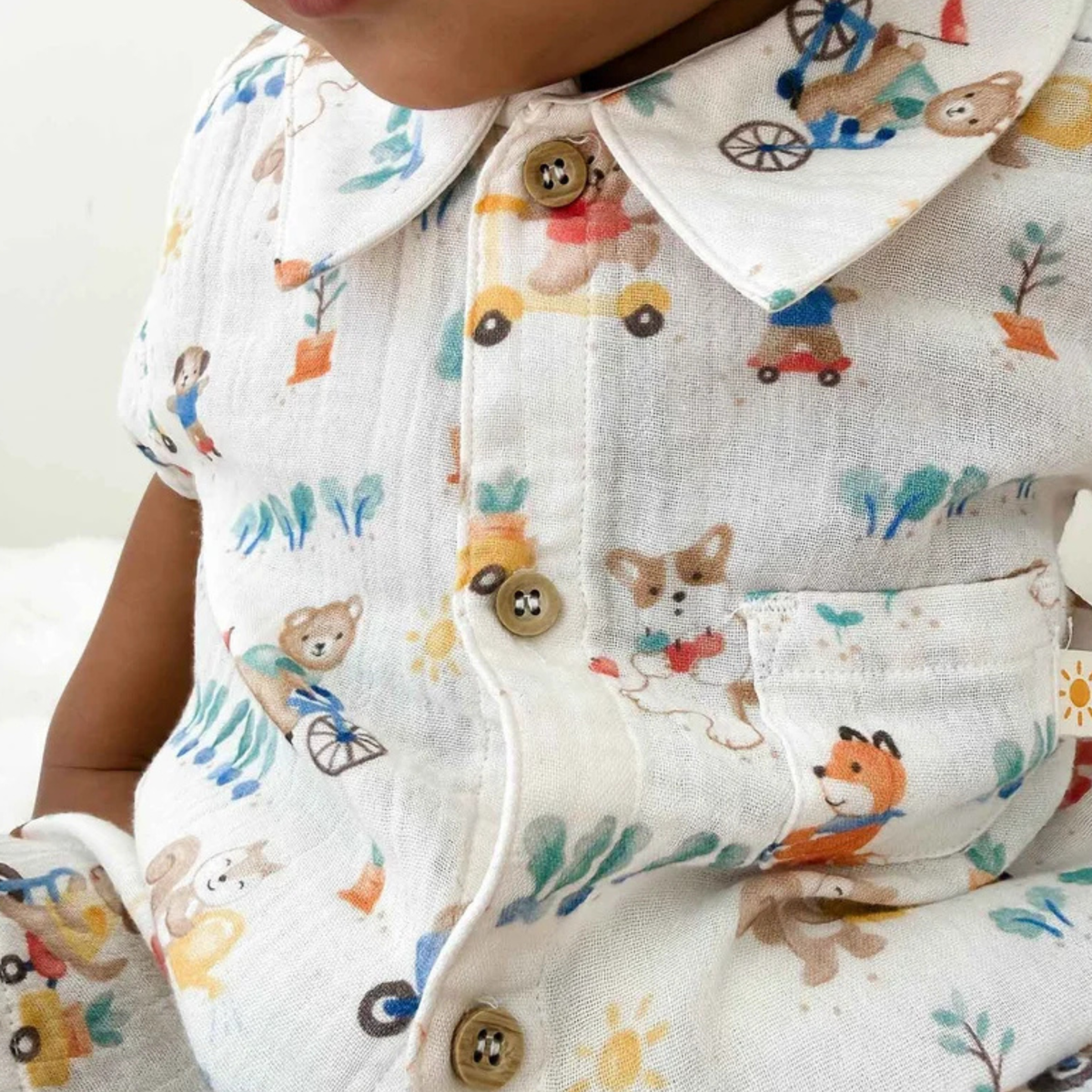 purebaby organic cotton baby kids clothes lets garden crinkle set