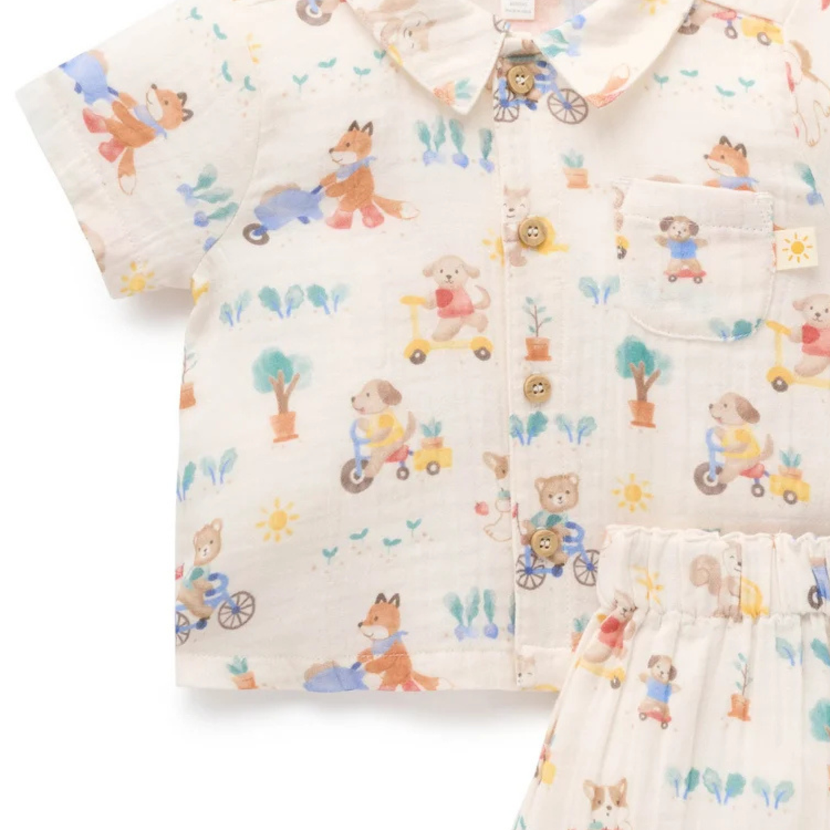 purebaby organic cotton baby kids clothes lets garden crinkle set