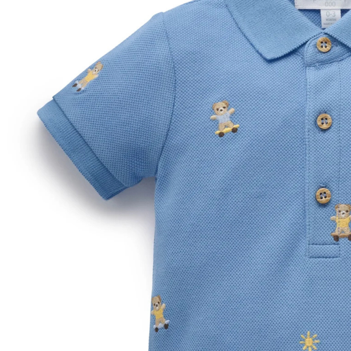 purebaby organic cotton kids polo growsuit lets ride