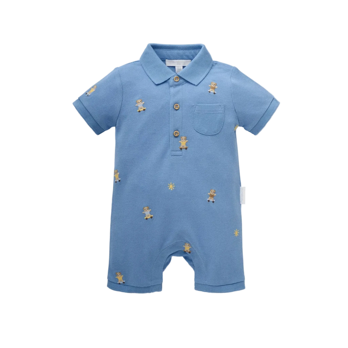 purebaby organic cotton kids polo growsuit lets ride