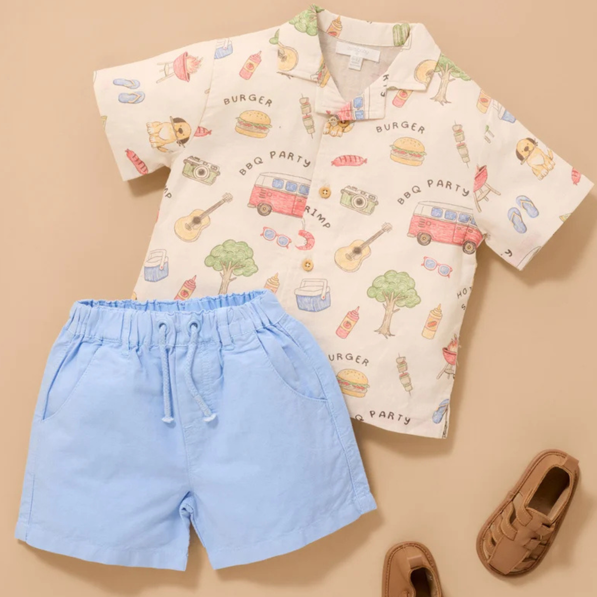 purebaby organic baby shorts bluebell linen blend shorts