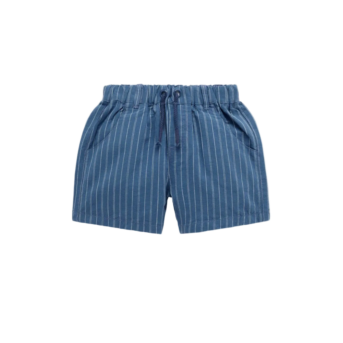purebaby organic cotton baby kids shorts linen blend shorts french navy stripe