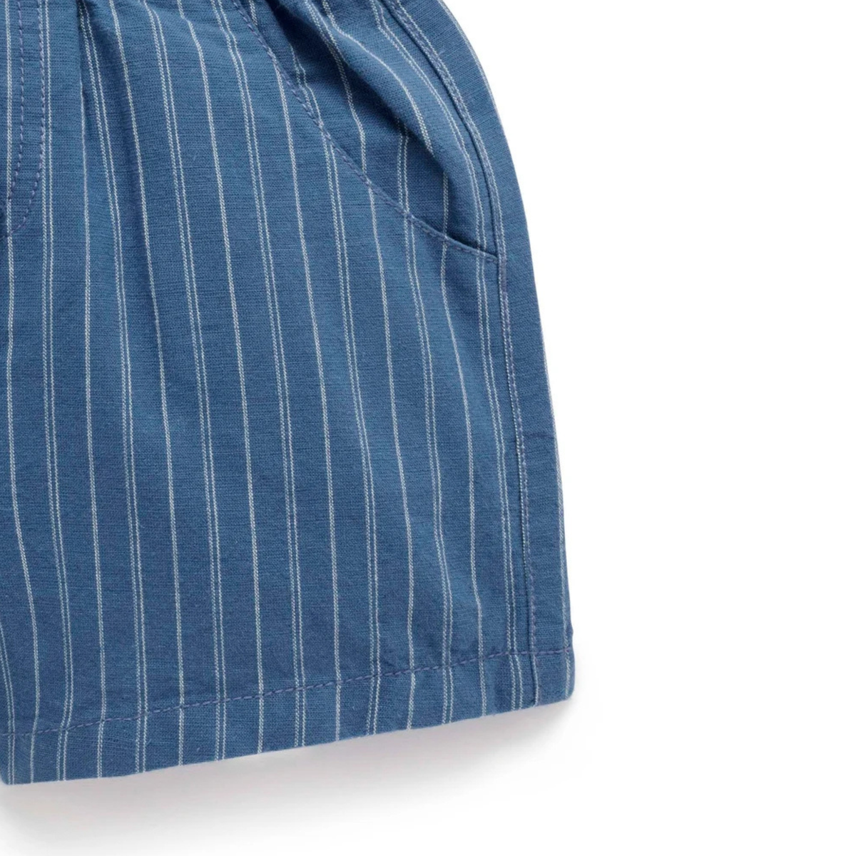 purebaby organic cotton baby kids shorts linen blend shorts french navy stripe