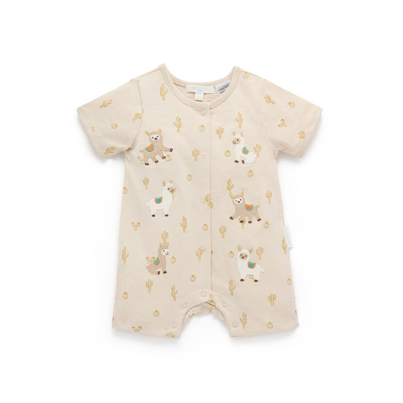purebaby organic baby clothes llama short growsuit bodysuit