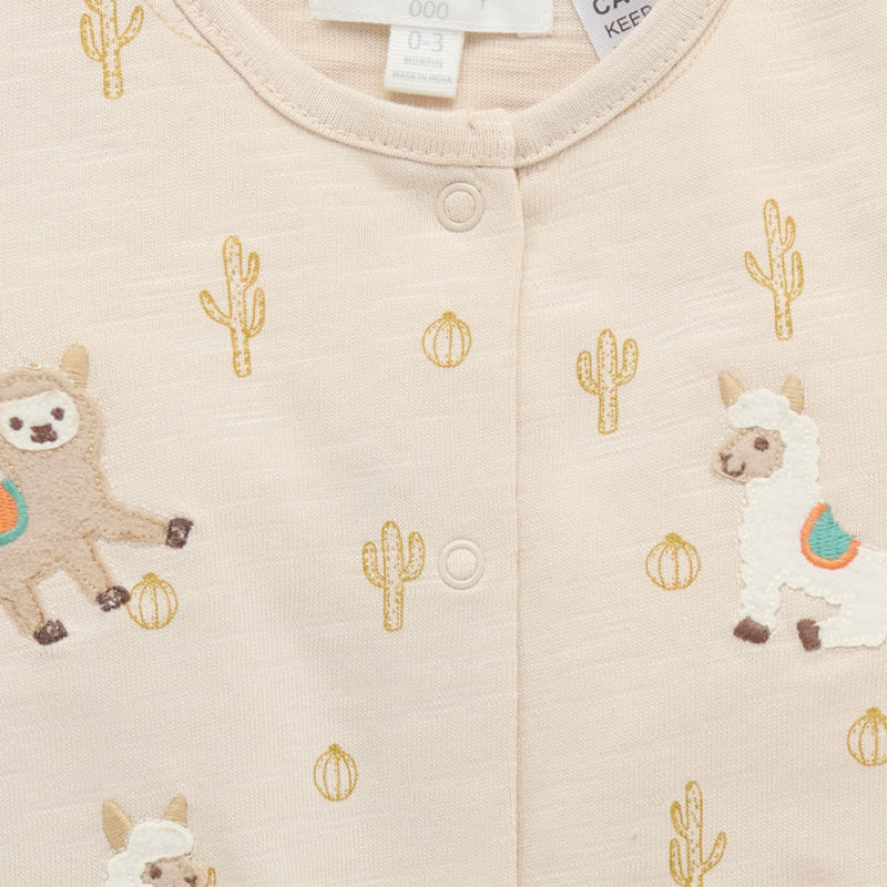 purebaby organic baby clothes llama short growsuit bodysuit