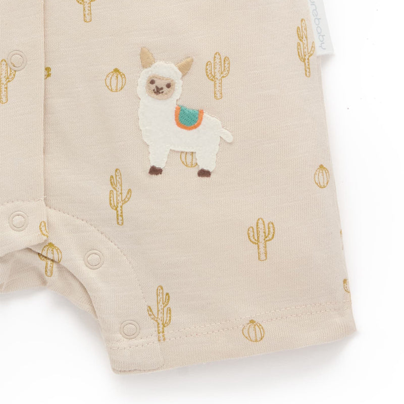 purebaby organic baby clothes llama short growsuit bodysuit
