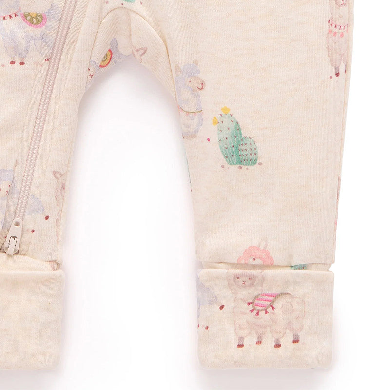 purebaby organic cotton baby clothes llama zip growsuit romper 