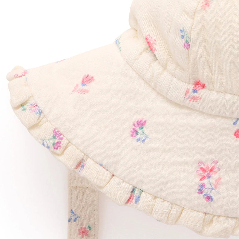 purebaby organic baby hat white marigold ruffle sun hat kids