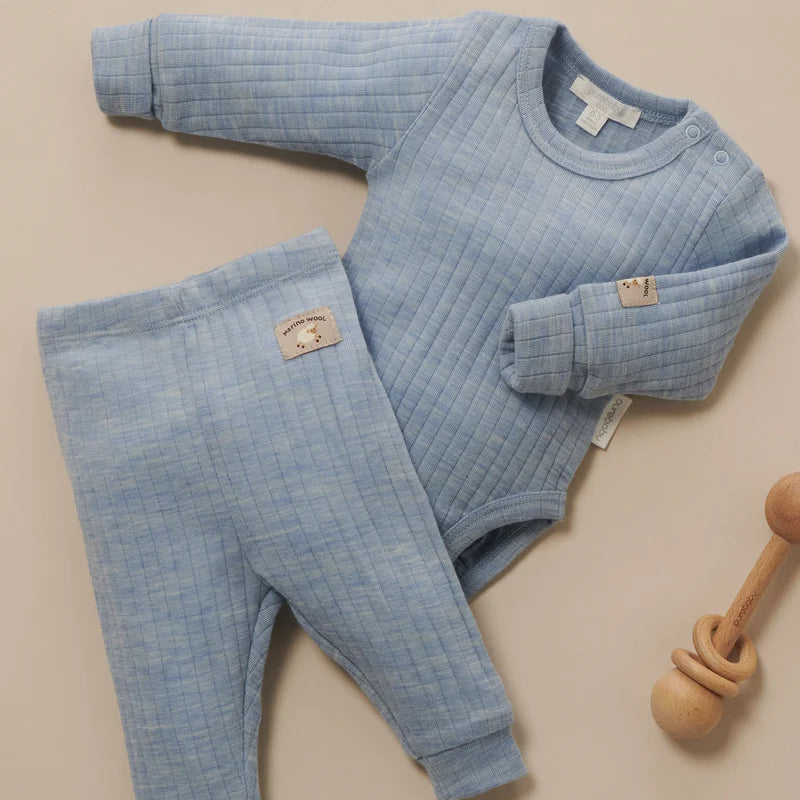 purebaby organic merino wool bodysuit blue baby travel bodysuit
