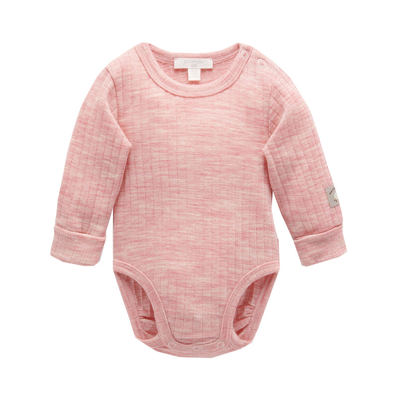 purebaby organic merino wool bodysuit rose pink baby travel bodysuit