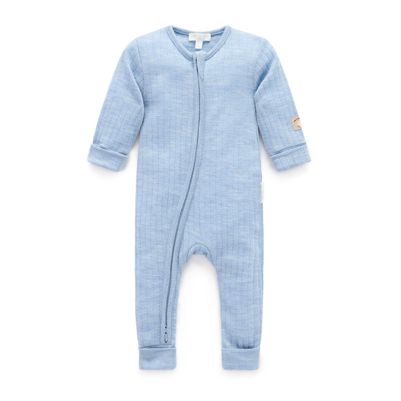 purebaby organic cotton clothes merino wool growsuit country air melange baby travel winter