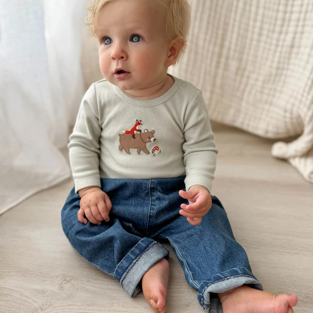 purebaby organic blue denim pants kids