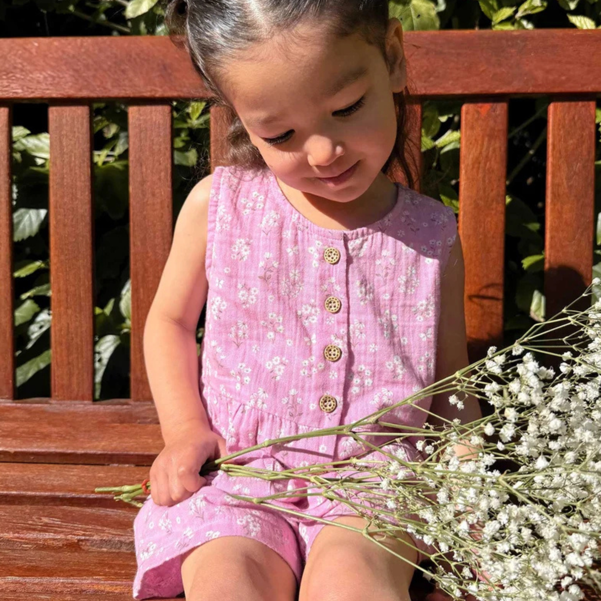purebaby organic cotton floral jumpsuit girls