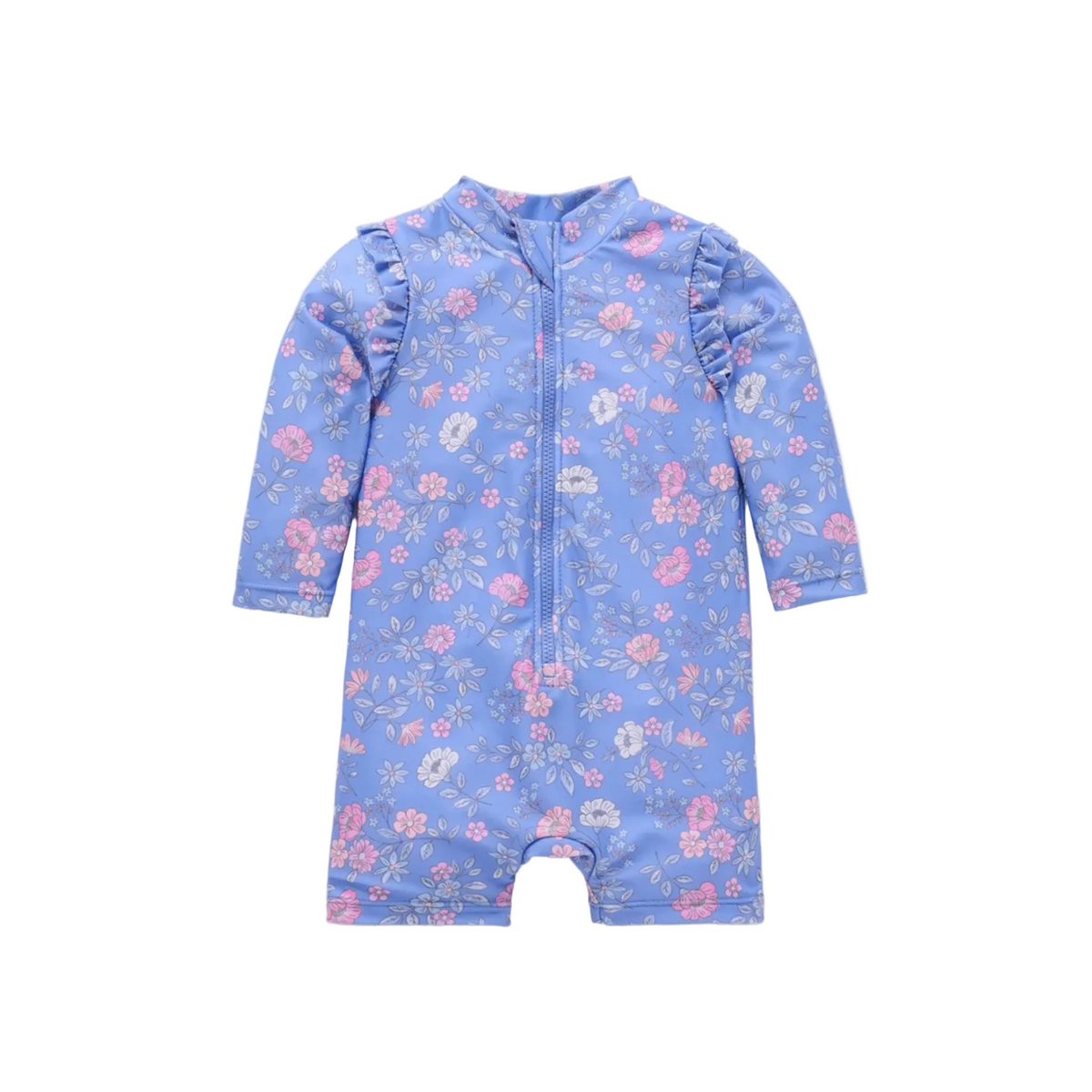 purebaby organic purple peony long sleeve rashie sunsuit baby kids swimwear