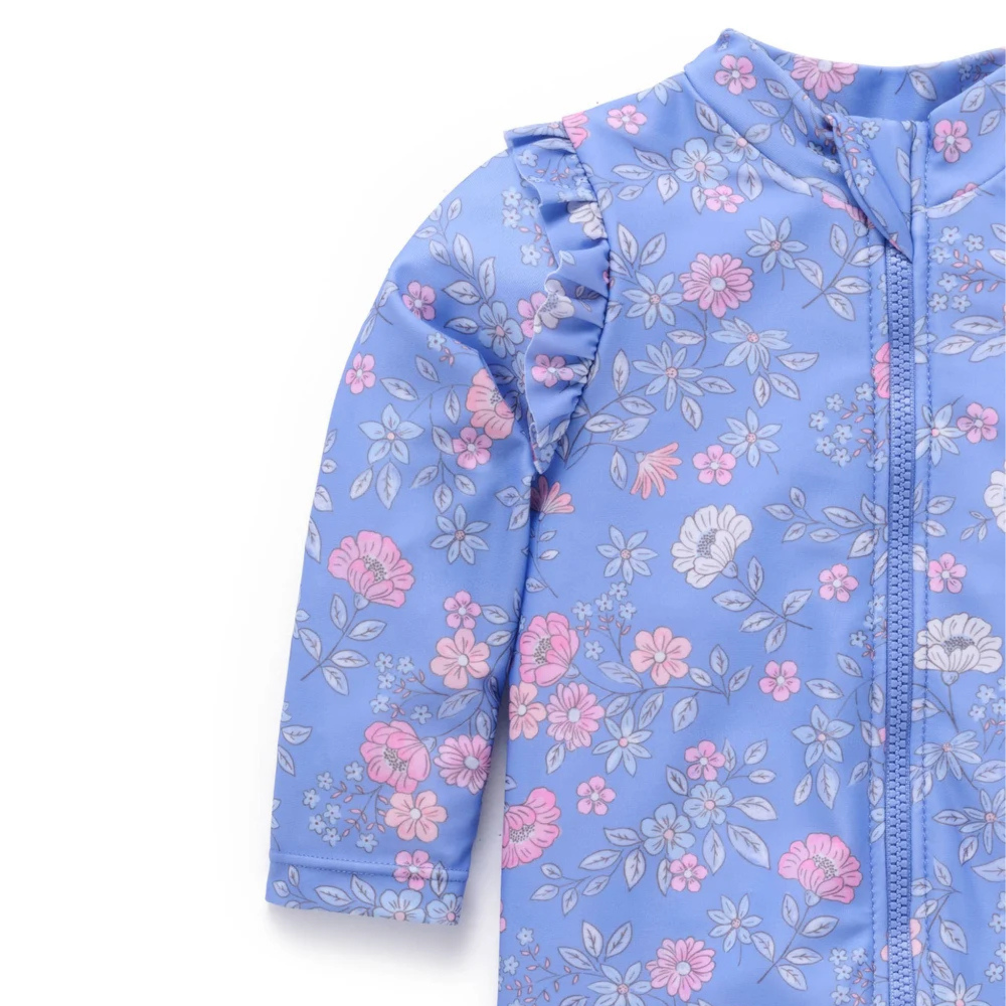 purebaby organic purple peony long sleeve rashie sunsuit baby kids swimwear