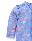purebaby organic purple peony long sleeve rashie sunsuit baby kids swimwear