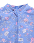 purebaby organic purple peony long sleeve rashie sunsuit baby kids swimwear