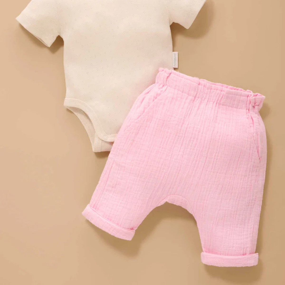 purebaby organic cotton muslin baby pants pink