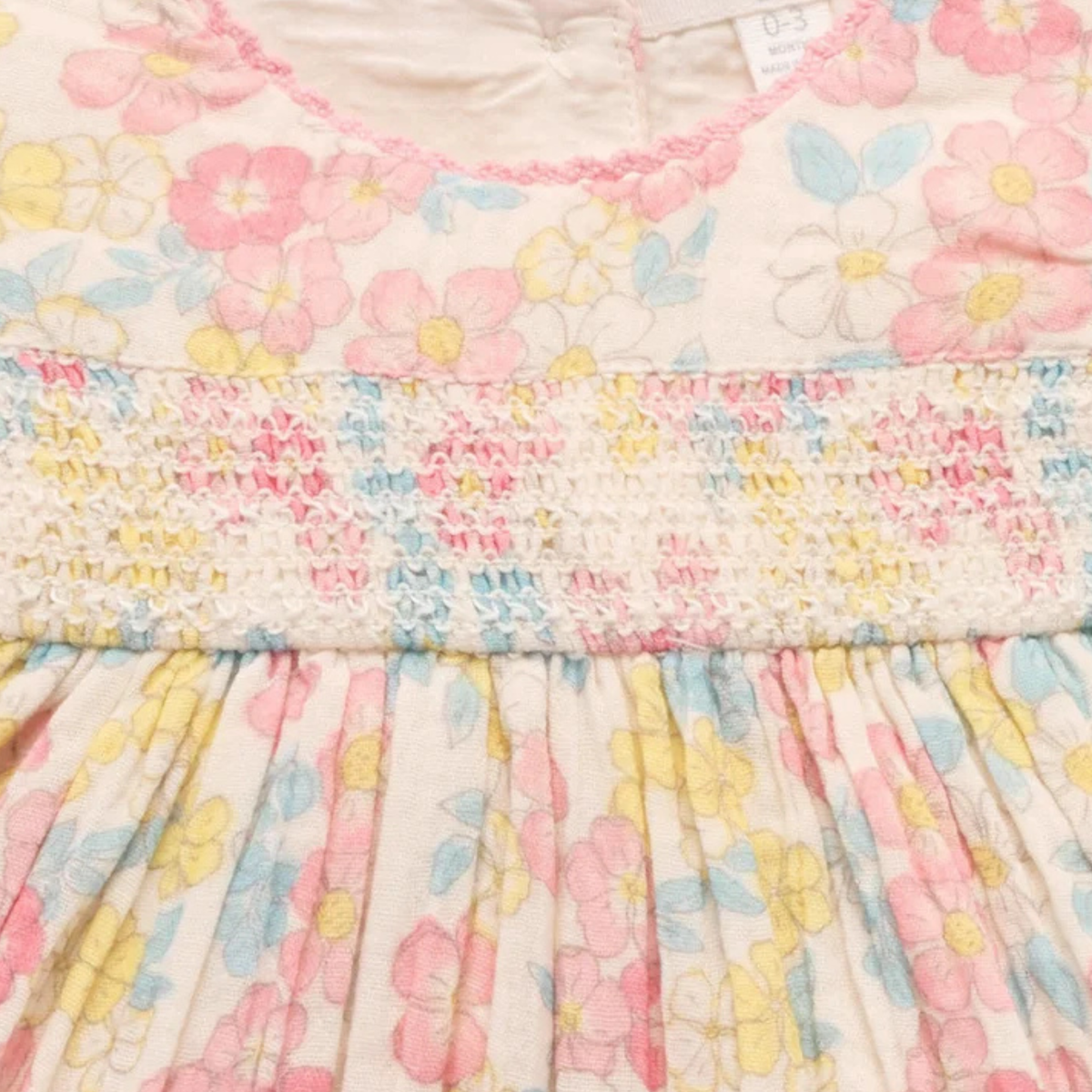 purebaby organic cotton baby kids dress garden flowers smocked dress girls