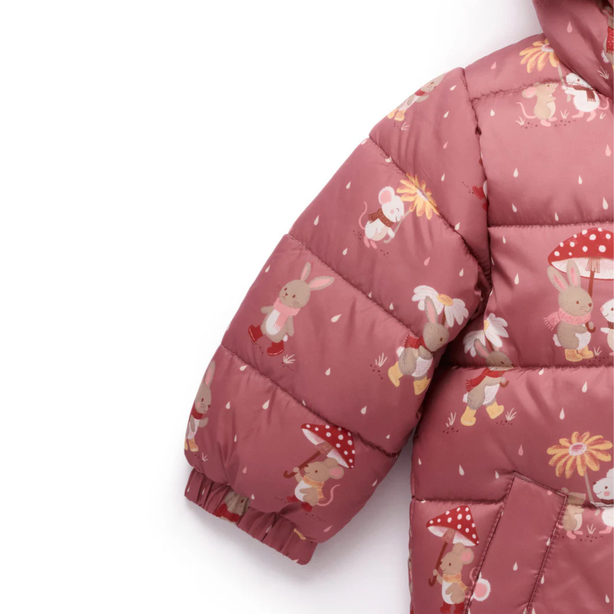 purebaby organic kids puffer winter jacket umbrella mouse