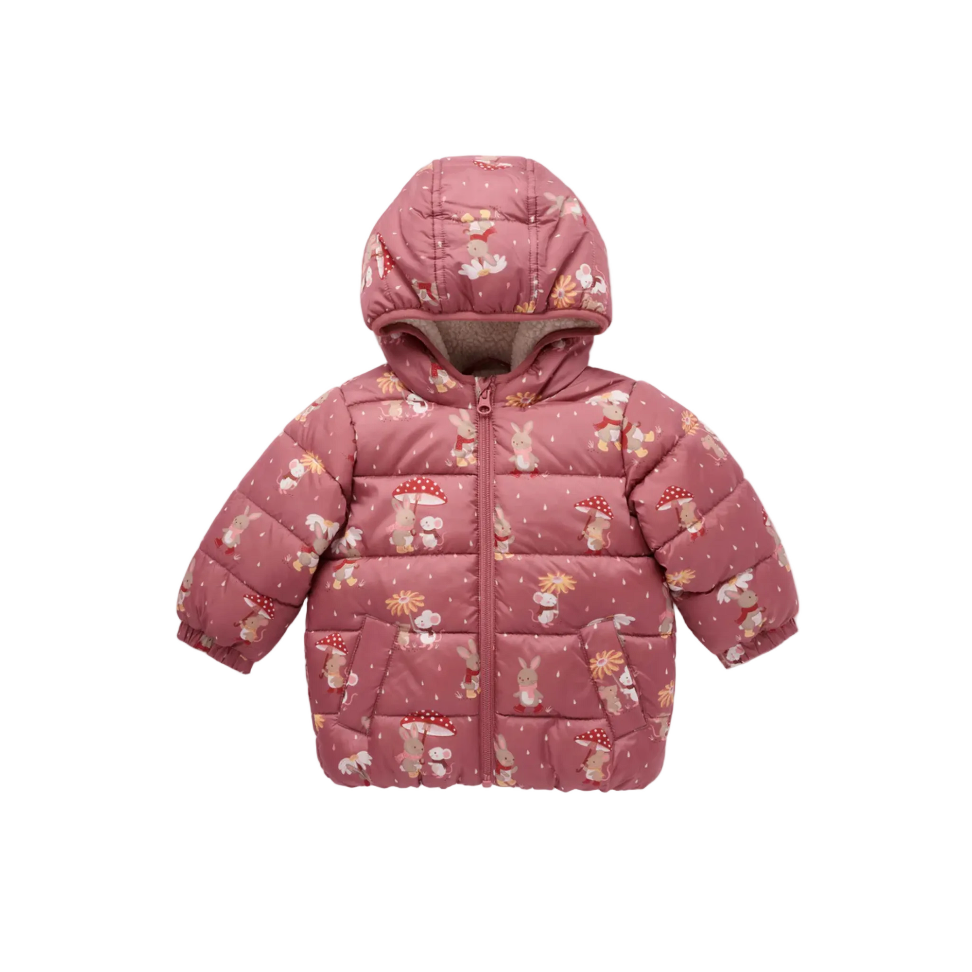 purebaby organic kids puffer winter jacket umbrella mouse