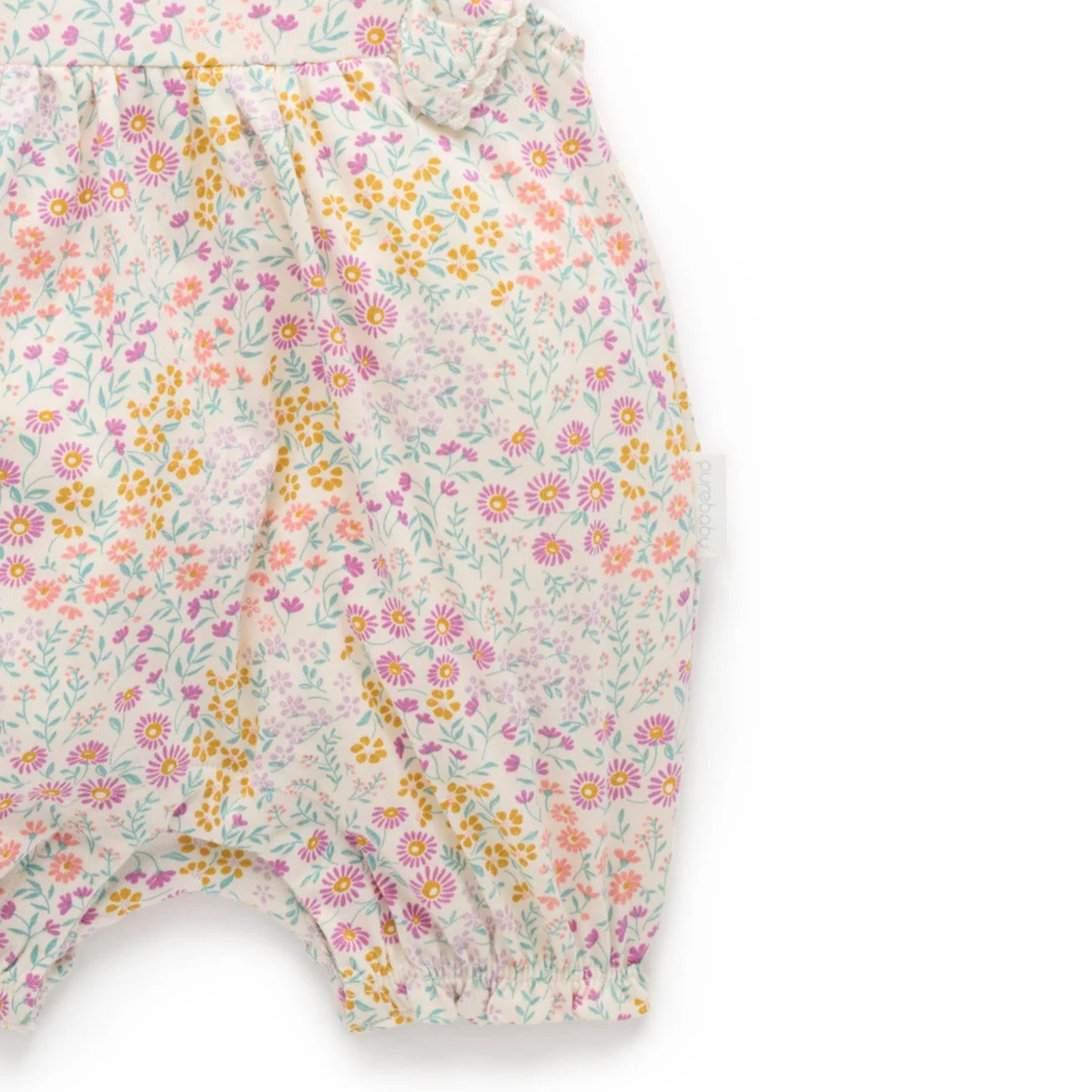 purebaby organic cotton baby clothes pink ruffle shortie growsuit garden petals baby kids