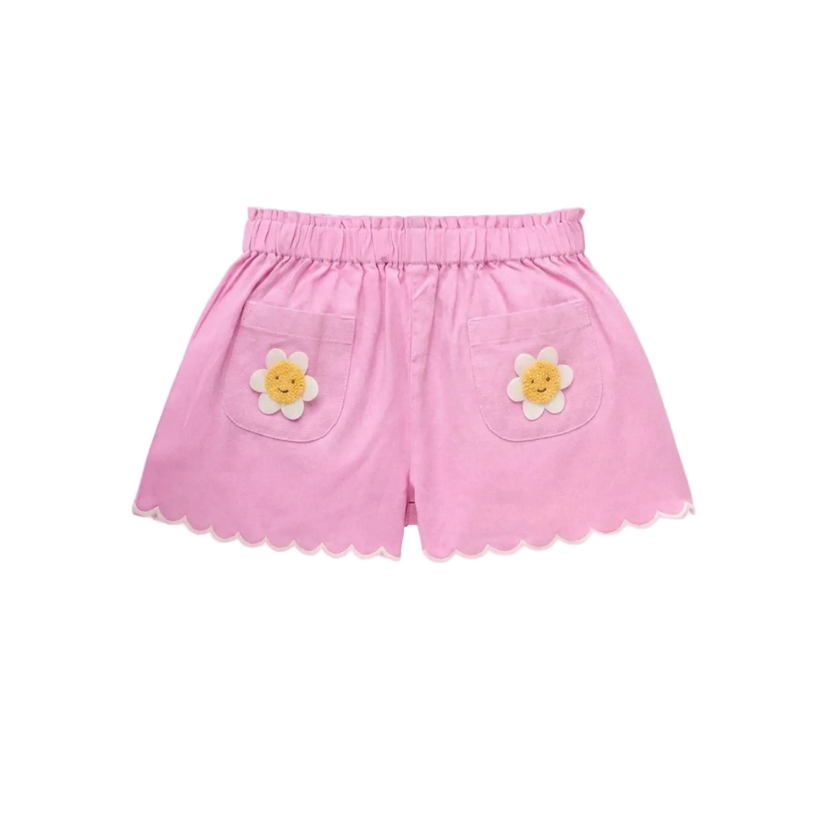 purebaby organic cotton kids girls shorts pink scalloped daisy shorts