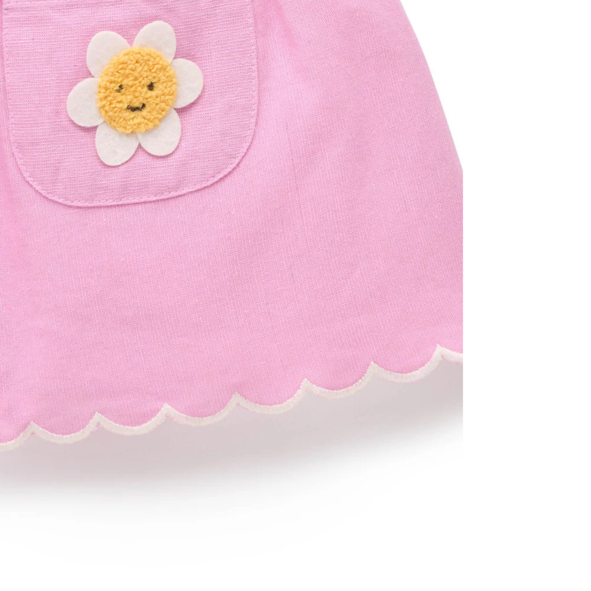 purebaby organic cotton kids girls shorts pink scalloped daisy shorts
