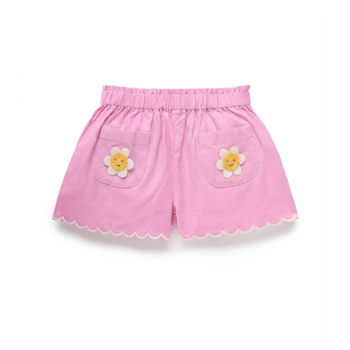 purebaby organic cotton kids girls shorts pink scalloped daisy shorts